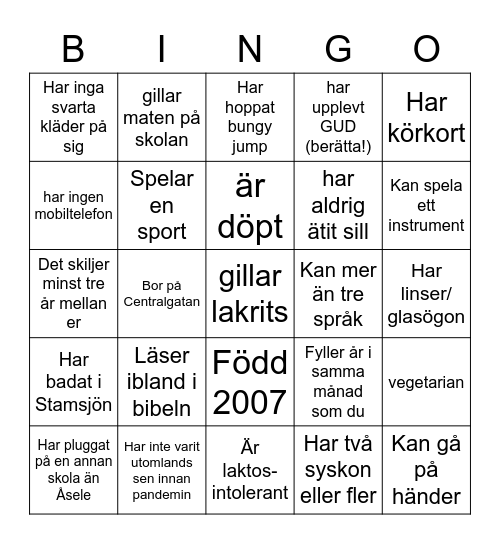 Lär känna bikten! Bingo Card