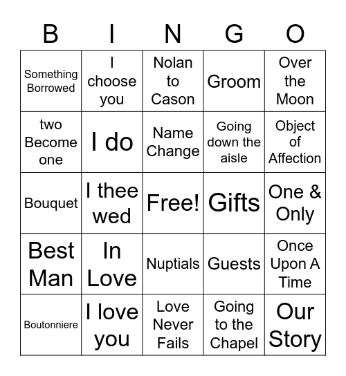 Mr. and Mrs. Bingo Card