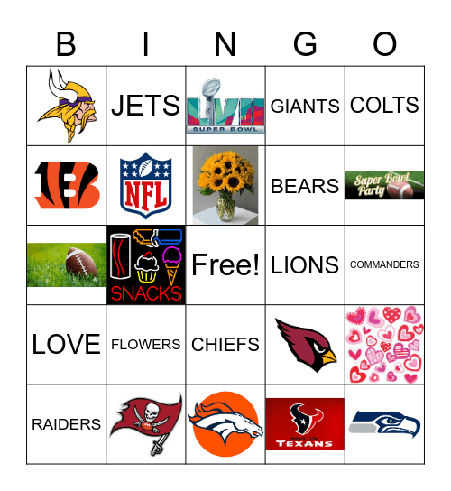 CUPID AND THE SUPERBOWL Bingo Card