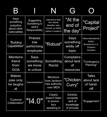 Eugene Bingo Card
