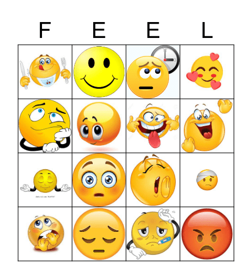 Identifying Feelings Bingo Card