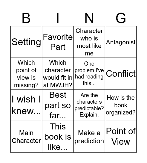 Influential Reader Bingo Card