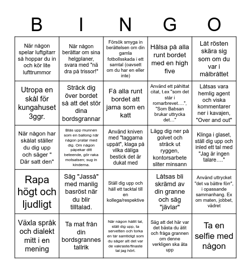 Julfest Bingo Card