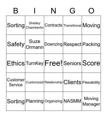 Transitional Moving Bingo Card