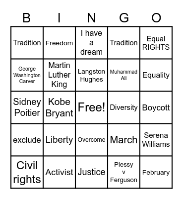 Black History Bingo Card