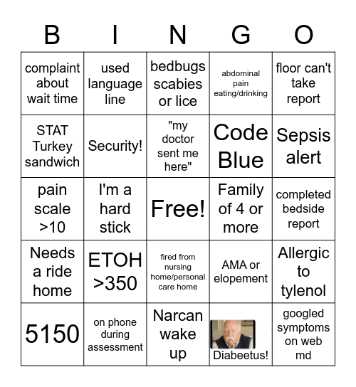 ER Bingo Card