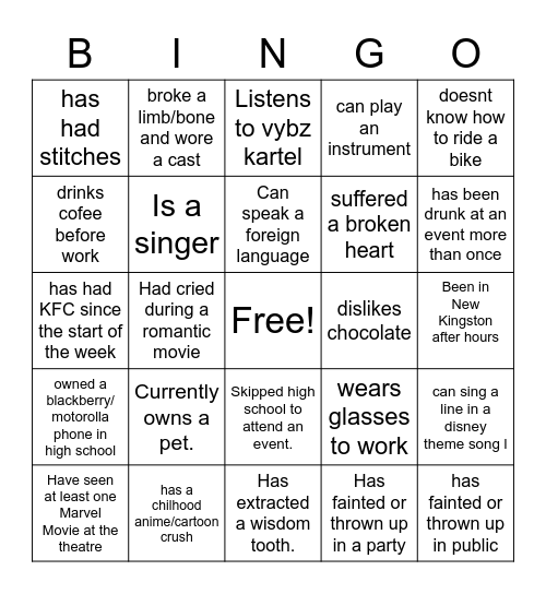 Team Gen Exclusive Bingo Card