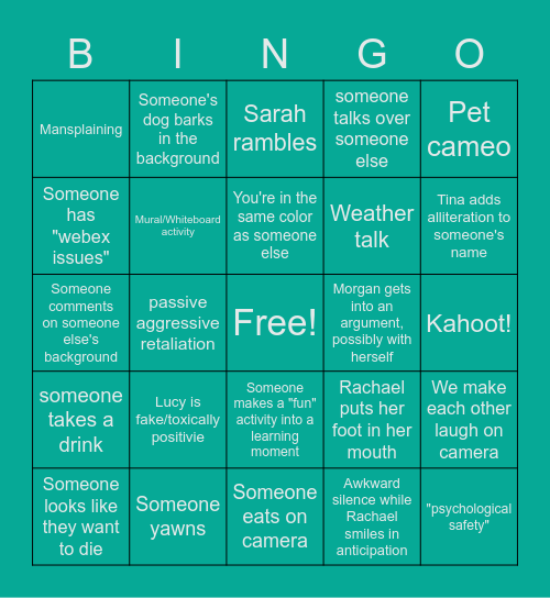 The Gala Bingo Card