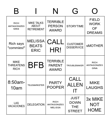 DMS Bingo Card