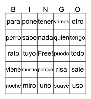 Two letter sight words Bingo Card