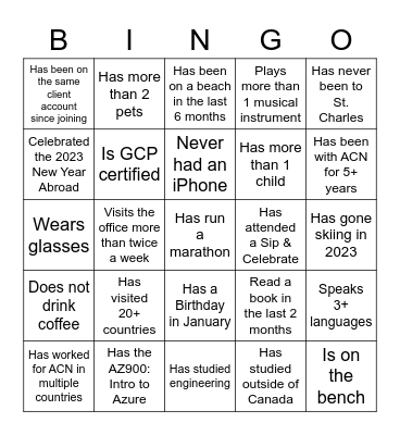 AI New Year Party Bingo Card