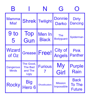 Movie Songs Bingo Card