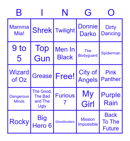 Movie Songs Bingo Card