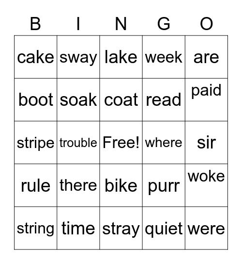 STEP Word Bingo Card