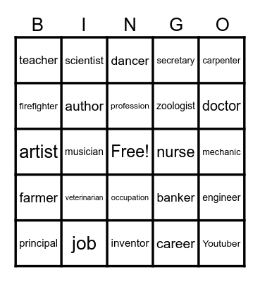 FUN WITH CAREERS Bingo Card