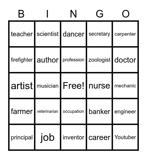 FUN WITH CAREERS Bingo Card