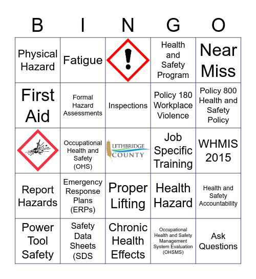LC Safety Bingo Card