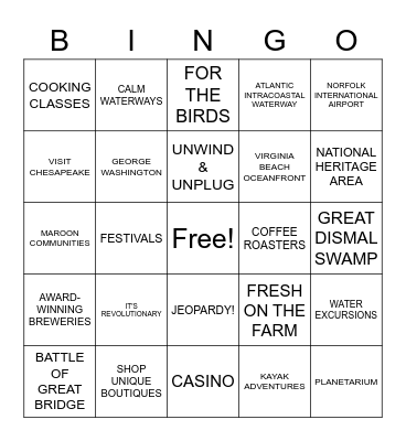 Chesapeake, VA Bingo Card