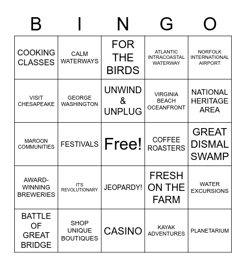 Chesapeake, VA Bingo Card