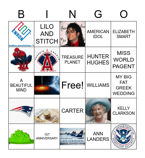 21 YEARS AGO Bingo Card