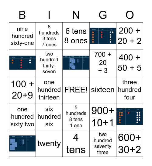 Place Value Bingo Card