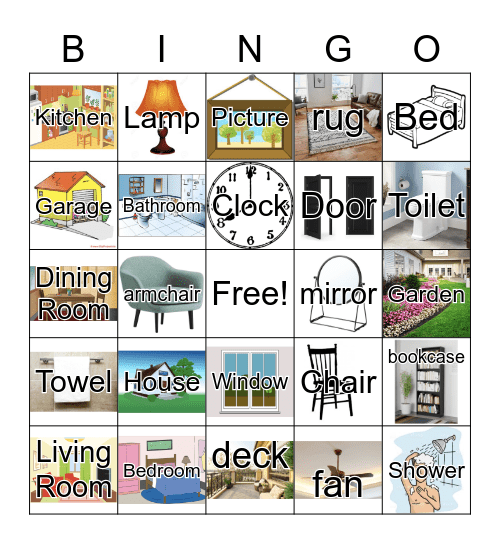 Rooms and Objects in a House Bingo Card