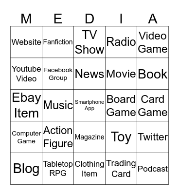 Transmedia Bingo Card