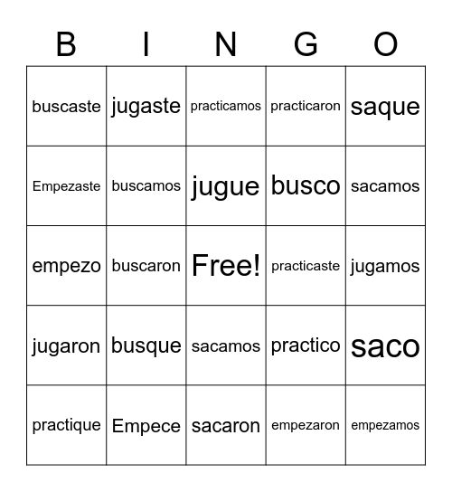 Funky Five Bingo Card