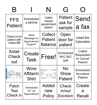 Affderm BINGO Card