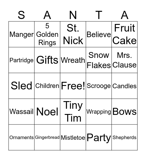 CHRISTMAS BINGO! Bingo Card