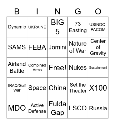 MOD 3 Bingo Card