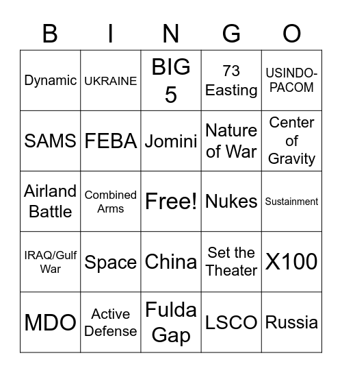 MOD 3 Bingo Card