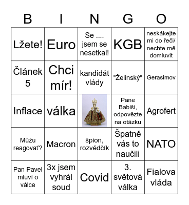 Babiš Bingo Card