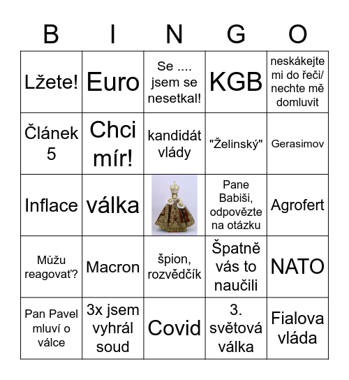 Babiš Bingo Card