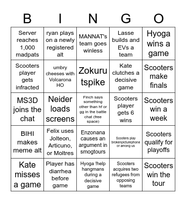 Scooters Bingo Card