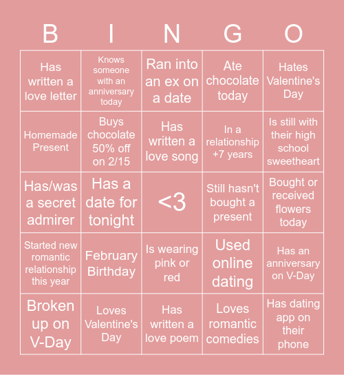 ATHENAWORKS - Valentine's Day Bingo Card