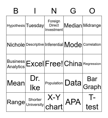 Business Analytics Bingo Card