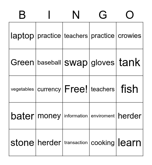 4th grade win Bingo Card