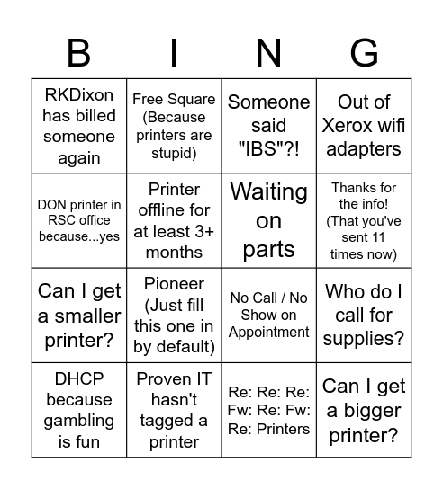 Office Bingo Fun! Bingo Card