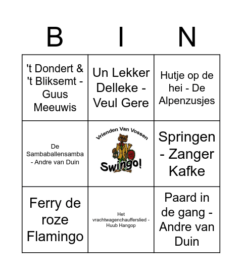 VosseSwingo Bingo Card