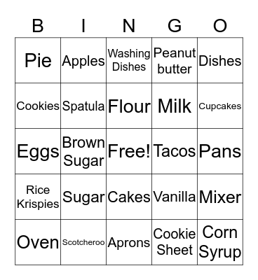Foods Bingo Card