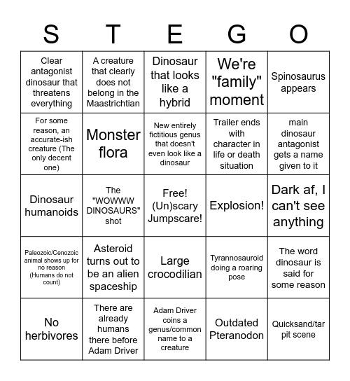 65 Trailer Predictions Bingo Card