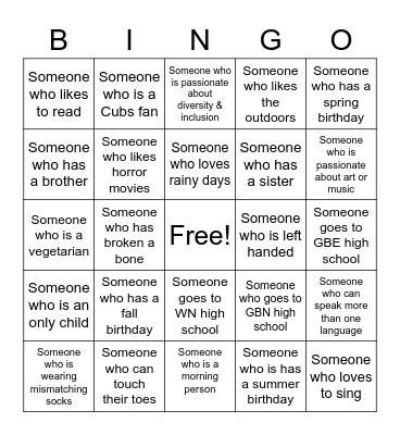 Ice Breaker Bingo Card