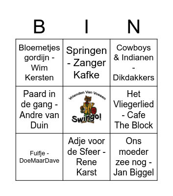 VVV Swingo 2023 Bingo Card
