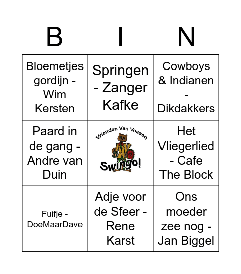 VVV Swingo 2023 Bingo Card