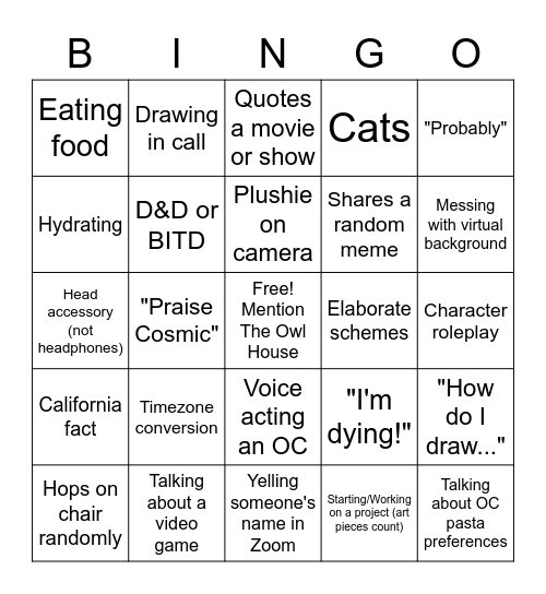 Name Bingo Card