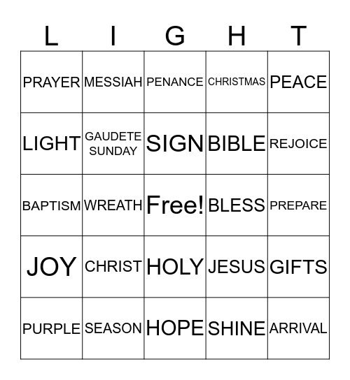 Advent Bingo Card