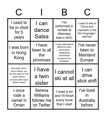 Investment Banking Mentorship Program BINGO Card