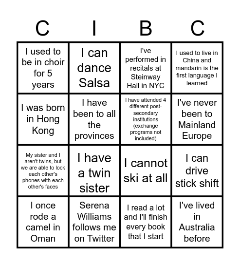 Investment Banking Mentorship Program BINGO Card