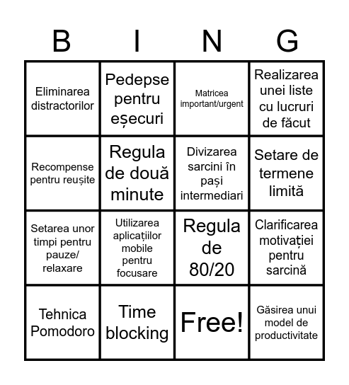 Metoda norocoasă Bingo Card